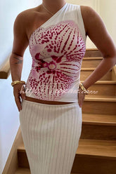 Chic View Like You Einschultriges Stretch-Tanktop mit Blumenmuster